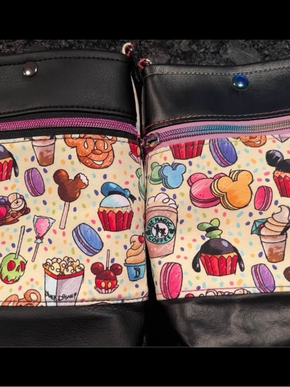 Disney Black Crossbody Bag with Colorful Snack Print